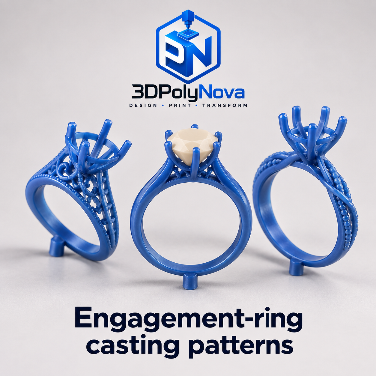 On-demand Custom 3D Products: Engagement-ring casting patterns-2